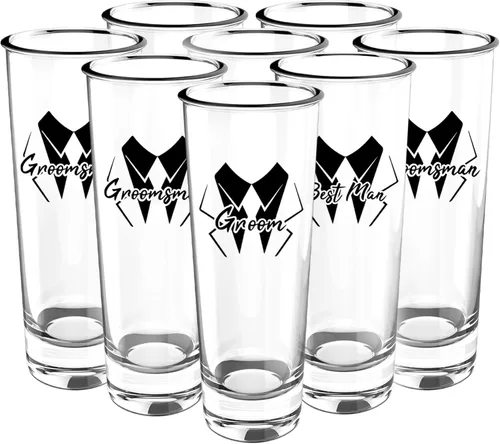 Juego de vasos de chupito para padrinos de boda de 8 a 2 onzas con base pesada para whisky, tequila, vodka, regalos únicos para padrinos de boda,