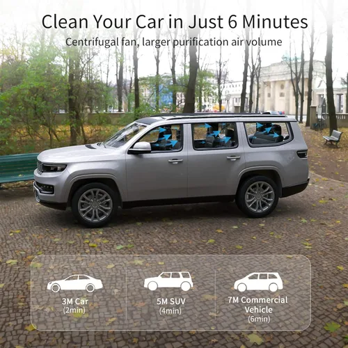 Miniatura 2 de Purificador de aire para automóvil con filtro HEPA verdadero H13: purificador de aire portátil para automóviles para humos de escape, COV, humo, Gris