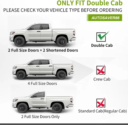 Miniatura 2 de AUTOSAVER88 estribos laterales de 6 pulgadas compatibles con Toyota Tundra 2007-2021 de cabina doble (2 puertas traseras de tamaño medio), barras