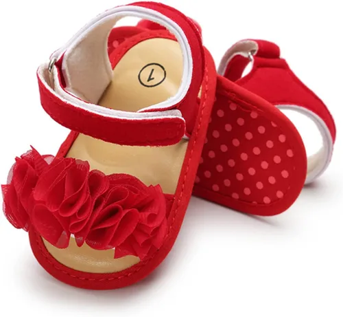 COSANKIM Sandalias de verano para bebés y niñas con suela suave de flores, zapatos de vestir para cuna, recién nacidos, para recién nacidos, para