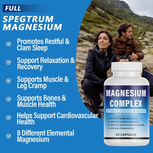 Miniatura 3 de Suplemento complejo de magnesio – 8 magnesio elemental 1000 mg – glicinato, citrato, malato, taurato quelado Fácil absorción, apoyo energético