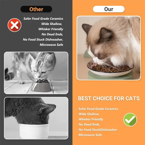 Miniatura 7 de Cuencos de cerámica para gatos, platos antideslizantes para gatos, paquete de 3 cuencos de comida para gatos, antifatiga y antibigotes, platos
