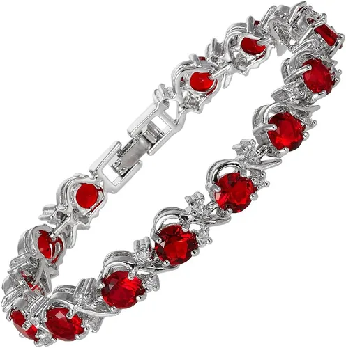 RIZILIA BLOSSOM Pulsera de tenis y circonita cúbica de corte redondo 6 colores disponibles en chapado en oro blanco, 7 pulgadas