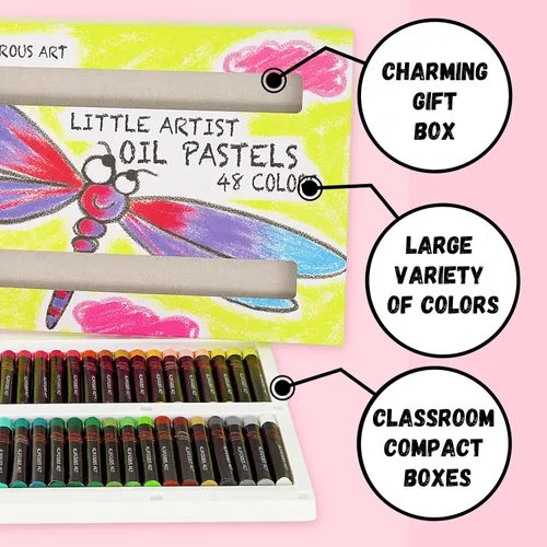 Miniatura 3 de Pasteles al óleo para niños, 48 colores pasteles para niños, suministros de arte perfectos para el aula, fáciles de mezclar con colores vibrantes