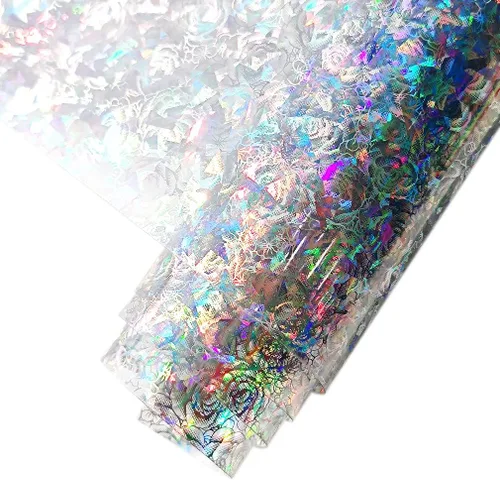 Miniatura 12 de HYANG Hojas de vinilo de cuero sintético transparentes transparentes de bola PVC súper claras holográficas 1 rollo 12" x 53" (30cm x 135cm)