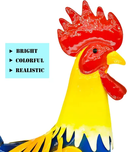 Miniatura 5 de MACLARONX Arte de gallo de metal para patio, decoración de jardín al aire libre, gallo, estatua de pollo, decoración para cocina, hogar, césped