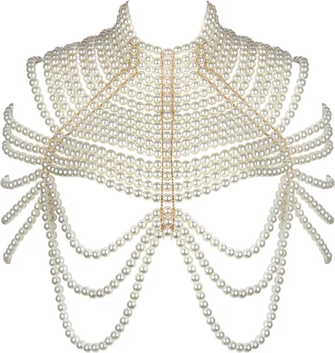 Pearl Body Chain Bra Necklace Pearl Shawl Top Chain Jewelry Fashion Shoulder Body Jewelry Accessories for Women