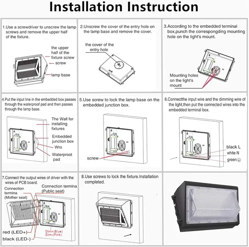 Miniatura 7 de Luminaria LED de Pared Regulable 1-10V de 80W con Fotocélula del Atardecer al Amanecer, 100-277V 11200LM 600-800W Equivalente HPS/HID, 5000K