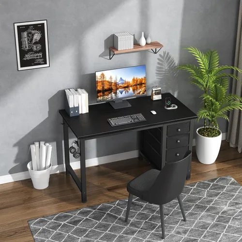 Miniatura 2 de Lufeiya Escritorio pequeño para juegos con 4 cajones de tela, 40 pulgadas, lindo escritorio de estudio para niños, niñas y adolescentes