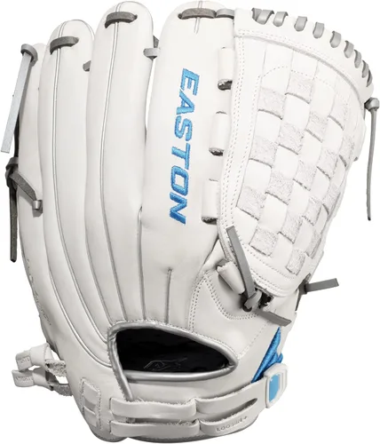 Miniatura 4 de Easton Guantes de sóftbol Ghost NX Fastpitch Tamaños 11.75 a 13 pulgadas Múltiples estilos Tela de cesta Blanco / Azul eléctrico