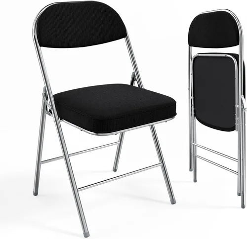 VINGLI Paquete de 2 sillas plegables con asiento y respaldo acolchados, marco de metal, tela de pana duradera, capacidad de 350 libras, juego de 2,
