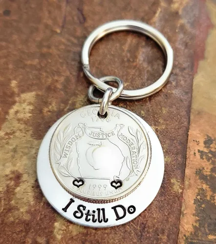Miniatura 10 de Tucker's Trinkets And Treasures 25th Anniversary Year Quarter, I Still Do Key Chain, 25th Wedding Anniversary