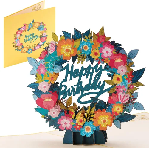 Miniatura 16 de Tarjeta desplegable de feliz cumpleaños Tarjeta de felicitación de cumpleaños con globos emergentes 3D para niños, adultos, familiares y amigos, 5