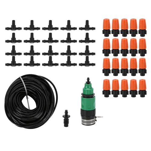 Kit de riego por niebla | Sistema automático de riego por atomización para jardín/césped/invernadero | Manguera de 65.6 ft con 20 boquillas,