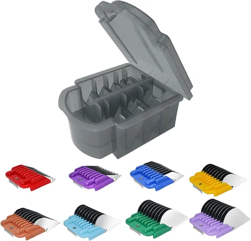 Juego de peines guía de acero inoxidable para animales de 8 colores, desde 1/8 de pulgada hasta 1 pulgada (3-25mm), compatible con Andis, Oster A5,