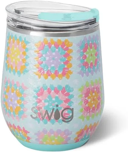 Miniatura 32 de Swig Life Vaso de vino de 12 onzas con tapa, acero inoxidable, apto para lavavajillas, portátil, triple aislamiento (todos los americanos)