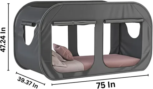 Miniatura 2 de Skywin TidyFriend - Tienda de campaña para cama doble, toldo de privacidad pop-up y tiendas de cama para niños y adultos – Acogedora, que bloquea