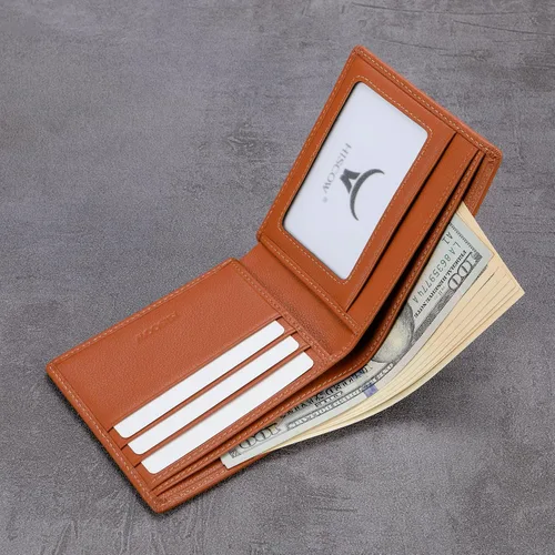 Miniatura 31 de HISCOW Billeteras plegables de cuero de grano completo para hombres, billetera minimalista delgada para hombre, regalos para papá, cumpleaños, día