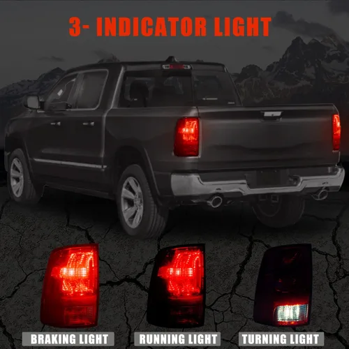 Miniatura 5 de RANSOTO Luz Trasera Compatible con Dodge Ram 1500 2500 3500 Classic 2009-2018 Izquierda Lado del Conductor Luz Trasera de Freno para Camión Con