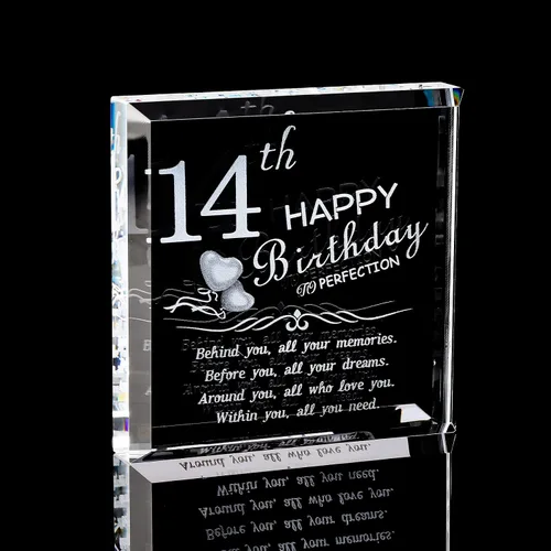 Movdyka Ideas de regalo para niñas de 14 años, divertidos bloques de cristal grabados personalizados detrás de todos los recuerdos, regalos de feliz