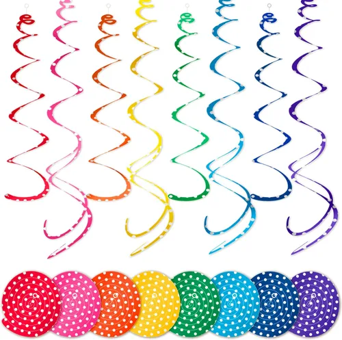 Miniatura 11 de HonuGoGo Juego de 48 piezas de remolinos de papel multicolor – Remolinos colgantes para fiesta de cumpleaños, baby shower, boda y decoración