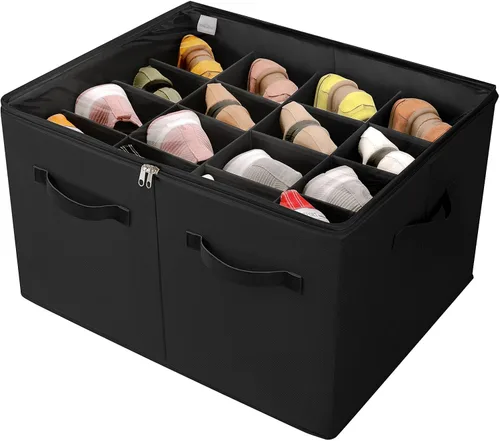 Miniatura 22 de TOPIA HOME Organizador de zapatos para armario, caja de zapatos plegable con divisores ajustables y cubierta transparente, organizador