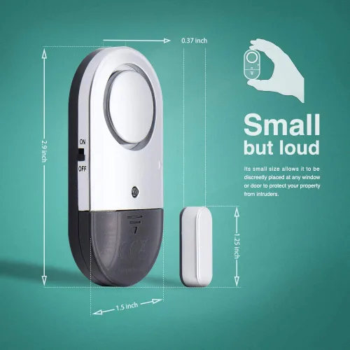 Miniatura 2 de Paquete de 3 sensores de alarma abiertos para puertas y ventanas de 120 DB para niños, pacientes con demencia, alarma de seguridad inalámbrica