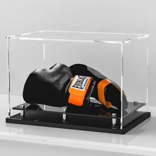 Vitrina transparente para guantes de boxeo, estuche de exhibición de guantes de béisbol acrílicos de autoensamblaje para tamaño completo, vitrina de