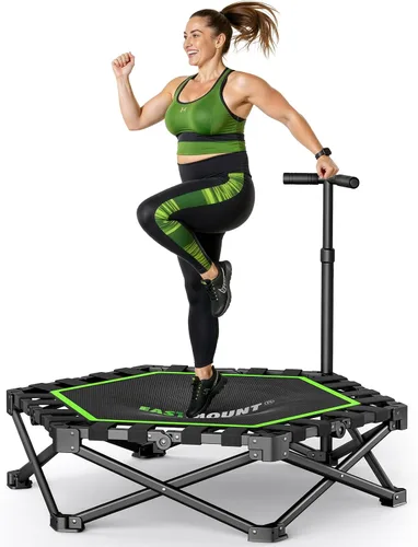 East Mount Mini trampolín plegable para interiores, trampolín plegable para adultos con asas, rebote de ejercicio, trampolín pequeño para adultos,