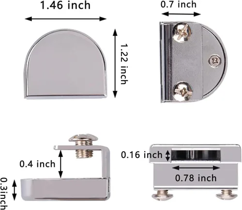 Miniatura 5 de Paquete de 2 cerraduras de cristal para gabinete de joyería de aleación de zinc para puerta de vidrio de 0.2 a 0.31 pulgadas (plata, 2408-2 unidades)