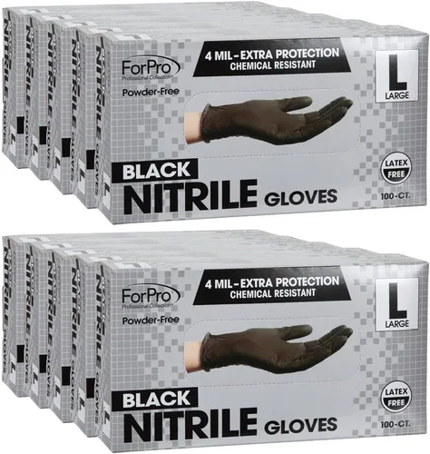 Miniatura 2 de ForPro Disposable Nitrile Gloves, Chemical Resistant, Powder-Free, Latex-Free, Non-Sterile, Food Safe, 4 Mil Negro