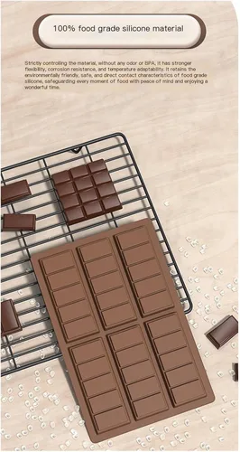Miniatura 3 de Molde de silicona grande para barra de chocolate de 6.7 x 10.2 pulgadas, antiadherente, moldes de caramelo de cavidad profunda para hornear