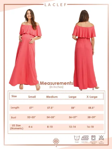 Miniatura 8 de Vestido de maternidad con hombros descubiertos, vestido largo para mujeres embarazadas, para fiestas de recién nacidos, o sesiones de fotos