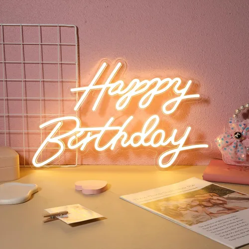 Miniatura 4 de LALAFINA Letreros de neón con luces LED de neón para decoración de telón de fondo de cumpleaños, cualquier edad, decoración de celebración