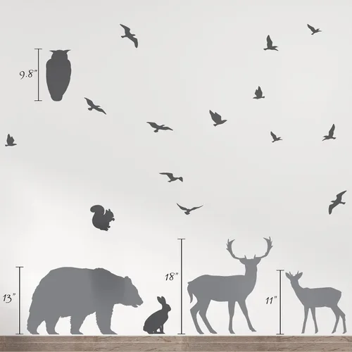 Miniatura 3 de PapaKit Calcomanía de pared de pino y abedul del bosque (paquete esencial) para bebés, niñas, niños, guardería, niños, adolescentes, decoración