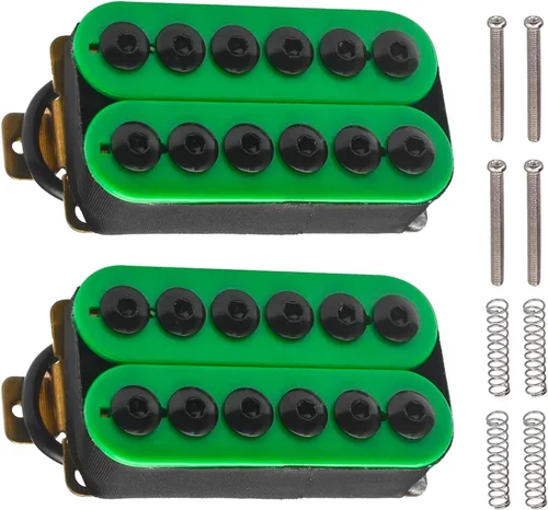 Miniatura 14 de SAPHUE Pastillas de guitarra eléctrica ajustables de bobina doble de metal Humbucker Punk para cuello/puente (Negro)