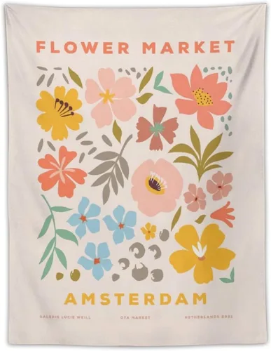 Miniatura 10 de Chordity Tapices Estéticos de Mercado de Flores Botánicas Danesas en Tonos Pastel para Colgar en la Pared Tapiz Bandera Decorativa Para Decoración
