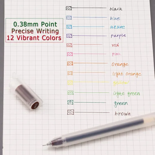 Miniatura 4 de Bolígrafos de colores para tomar notas, bolígrafos de gel de punta ultrafina de 0.015 in, 12 bolígrafos multicolor para diario, escritura, dibujo