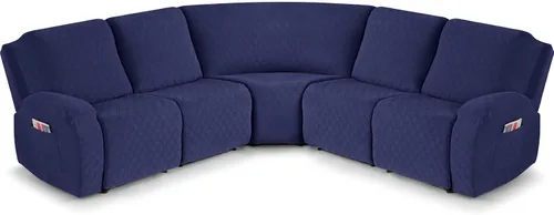 Miniatura 8 de VANSOFY Fundas de Sofá Seccional Reclinable Extra Grandes, Fundas Lavables de 5 Piezas para Sofá Seccional en Forma de L con Asiento de Esquina