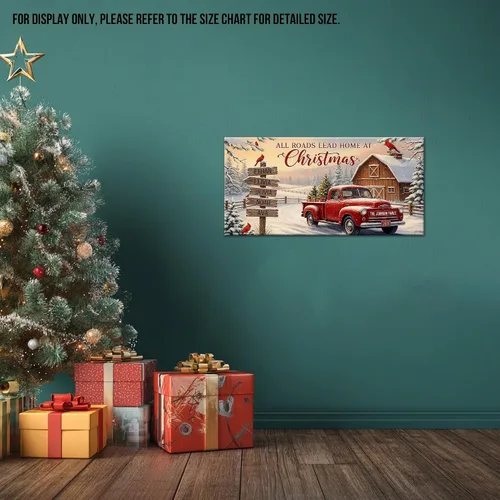 Miniatura 4 de GUTTATY Arte de pared en lienzo de Navidad personalizado, impresiones de lienzo personalizadas con apellido y señales, póster de decoración de pared