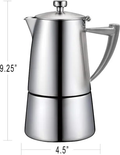 Miniatura 2 de CUISINOX Roma - Máquina de café expreso de acero inoxidable satinado para estufa, 10 tazas