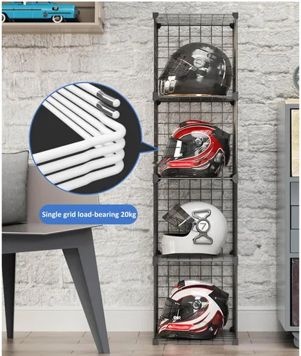 Miniatura 4 de Caja organizadora de sombreros, estante para casco de motocicleta montado en el piso, moderna tienda comercial al por menor vitrina
