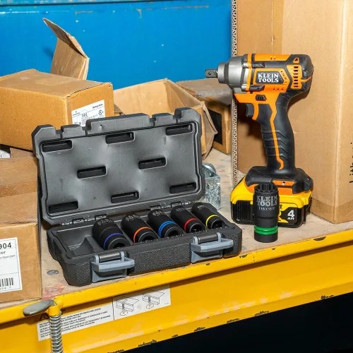 Miniatura 8 de Klein Tools 66090 Juego de llaves de impacto de 1/2 pulgada, diseño ranurado 2 en 1, enchufes profundos de 12 puntos, para llaves de impacto