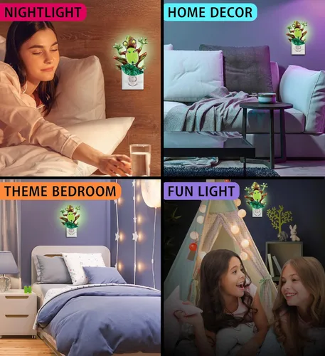 Miniatura 3 de Puzzled Lámpara de luz nocturna de rana – Luz nocturna enchufable con interruptor de encendido y apagado, lámpara de animales de bajo consumo