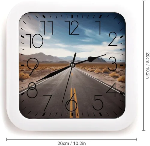 Miniatura 2 de 10" Square Modern Wall Clock,A Cat in Outer Space Print Kitchen Clocks Wall Battery Operated,Silent Non Ticking Unique Funny Cute Wall Clock for