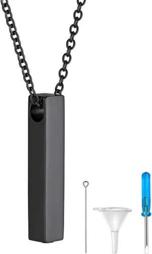 Miniatura 104 de FindChic Collares personalizados con urna para cenizas, barra vertical, gato, luna, reloj de arena, garra de perro, acero inoxidable, chapado en oro