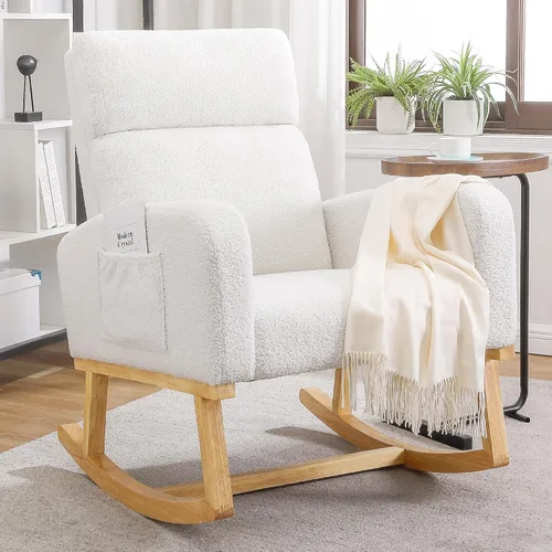 Mecedora para habitación del bebé, sillas decorativas modernas tapizadas de tela de peluche para enfermería, sillón acolchado para interiores, sala