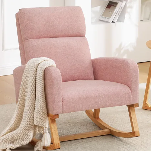 Miniatura 7 de Mecedora para habitación del bebé, sillas decorativas modernas tapizadas de tela de peluche para enfermería, sillón acolchado para interiores, sala