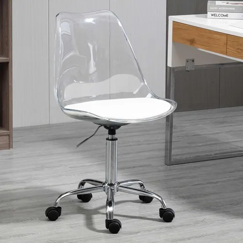 Miniatura 12 de Silla de escritorio de acrílico transparente, moderna, pequeña, con ruedas, linda silla de plástico sin brazos, silla de plástico Lucite