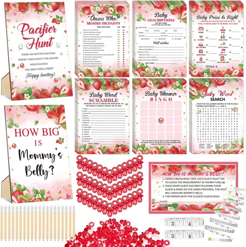 Miniatura 11 de Sherr Juego de 424 chupetes para baby shower, incluye letrero de caza y 50 chupetes acrílicos, Bingo Price Guess How Is Big Search for Brown Baby